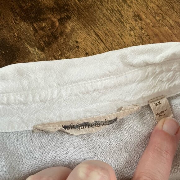 Soft Surroundings Womens Tunic Top Sz 3X White Cotton Boho Embroidered Coastal - Picture 12 of 12